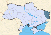 Луганська область на карті України Луганська область на карті України